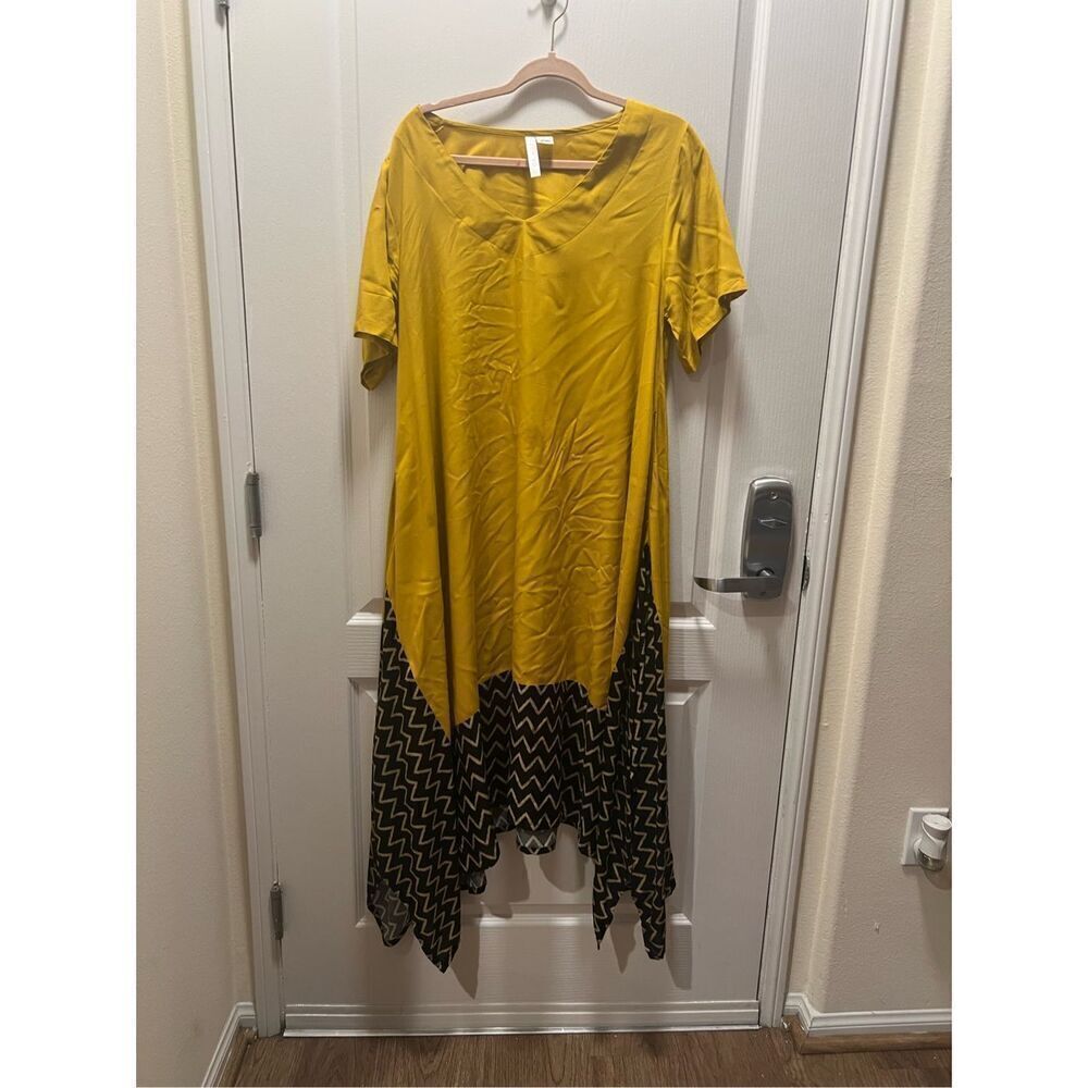 O.K. Mike African Traditional Dress - yellow tribal Resort Dress One Size - Picture 3 of 6